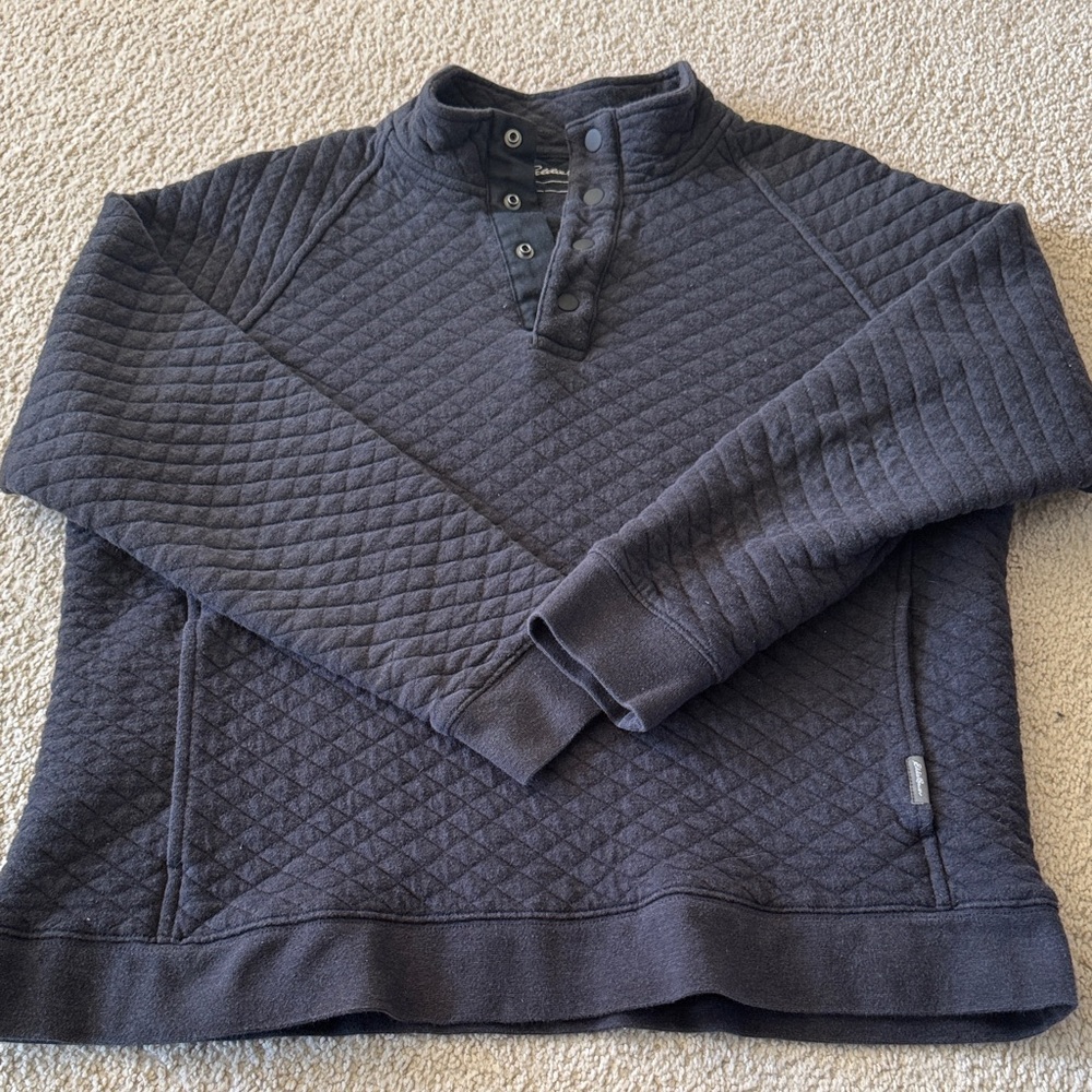 Eddie Bauer- Men's Quilted Black Sweater